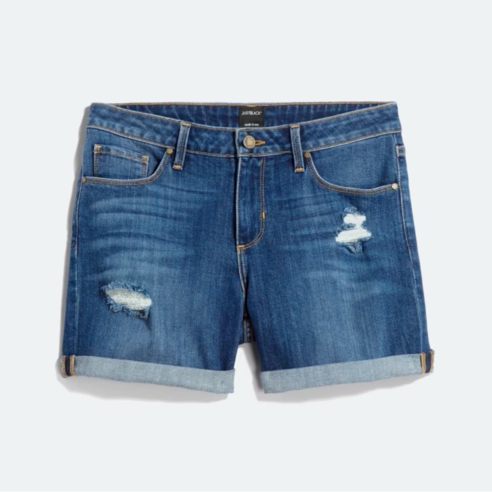 Distressed Stretch Jean Shorts